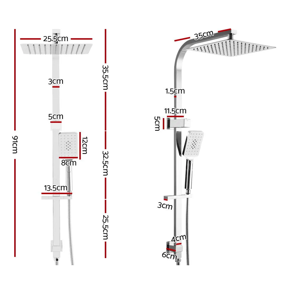 10'' Rain Shower Head Set Handheld Square High Pressure Chrome