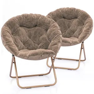 2 PCS Cozy Chair - Round - Faux Fur - Gold Frame