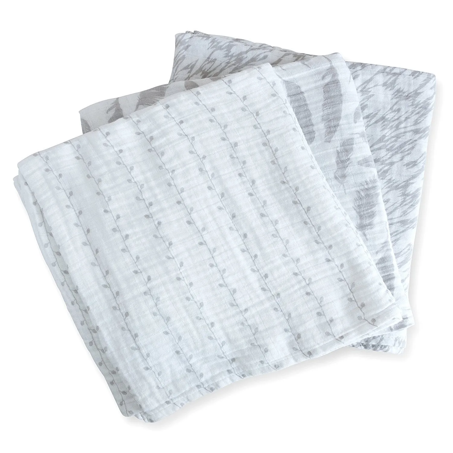 3 Pack Cotton Muslin Swaddle Blanket - Classic Grey