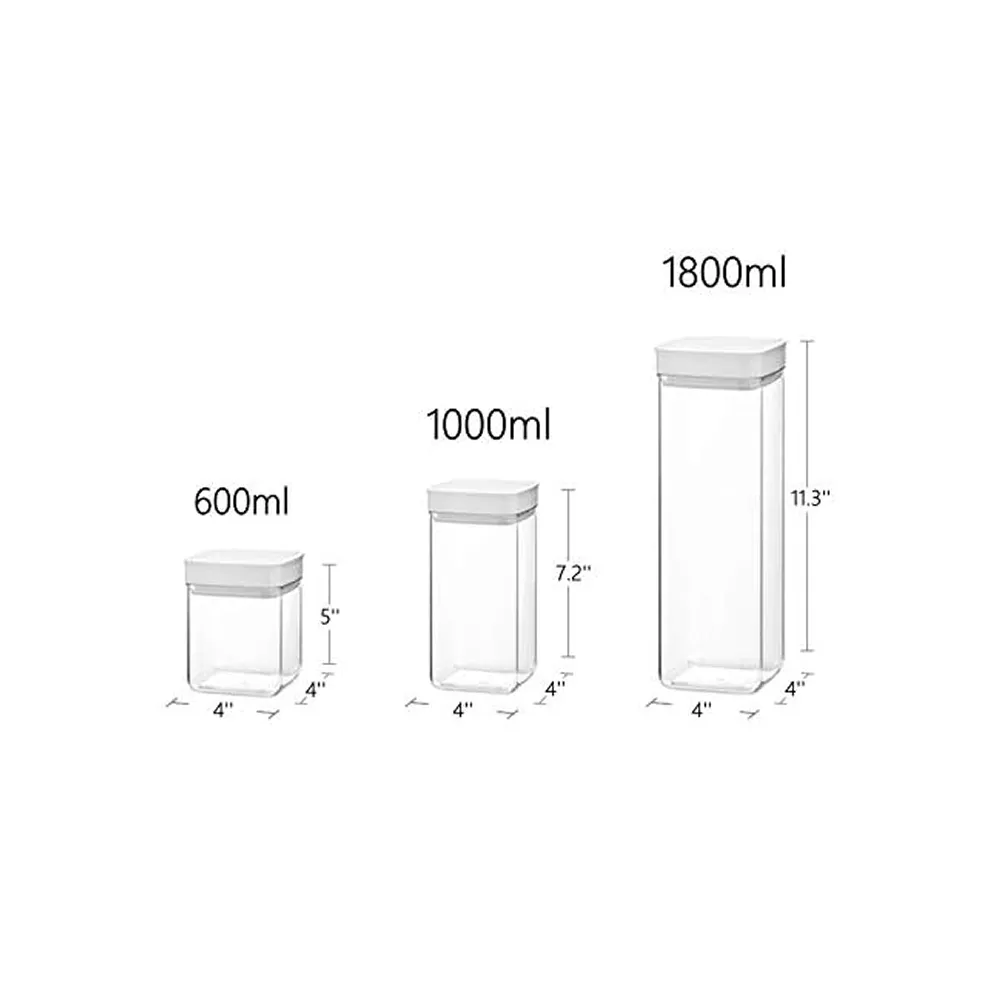 3 Piece Bpa-Free Square Airtight Food Container Set F48-46-2