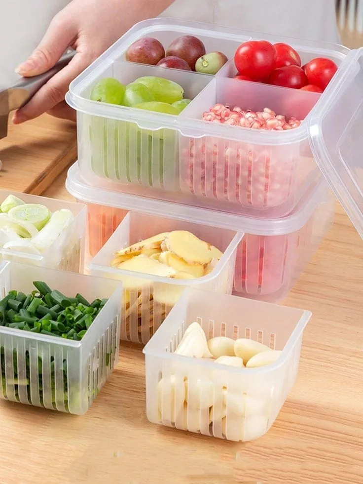 4 Compartment Refrigerator Storage Box