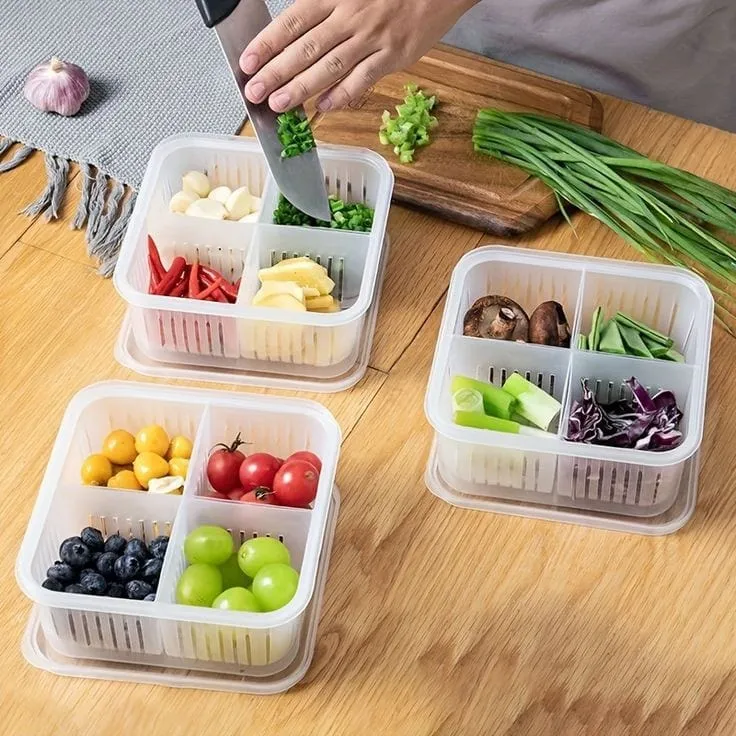 4 Compartment Refrigerator Storage Box