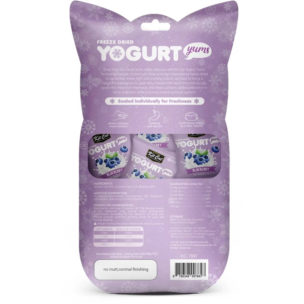 4 FOR $14: Kit Cat Yogurt Yums Blueberry Grain-Free Freeze-Dried Cat Treats 10pc