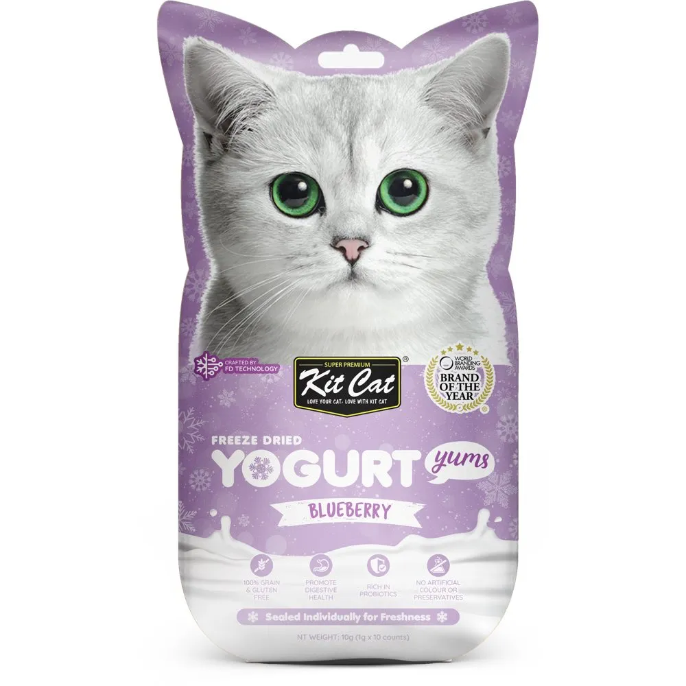 4 FOR $14: Kit Cat Yogurt Yums Blueberry Grain-Free Freeze-Dried Cat Treats 10pc