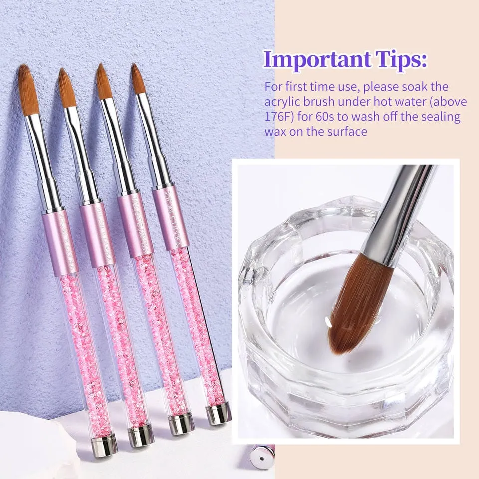 Acrylic Nail Brush Crimped Set 4pcs