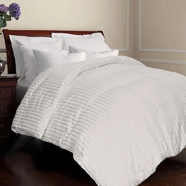 All year Warm Luxurious 750 Fill Power Goose Down Striped Comforter