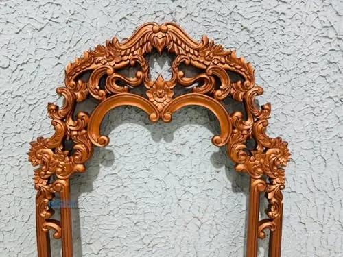 A.M INTERNATIONAL Wooden Carved Wall Mirror Frame Solid Wood, Antique Gold Finish | with Out Mirror | Size 6 * 3 ft (Antique Gold, 6 * 3 ft) (Rose Gold, 6 * 3 FT)