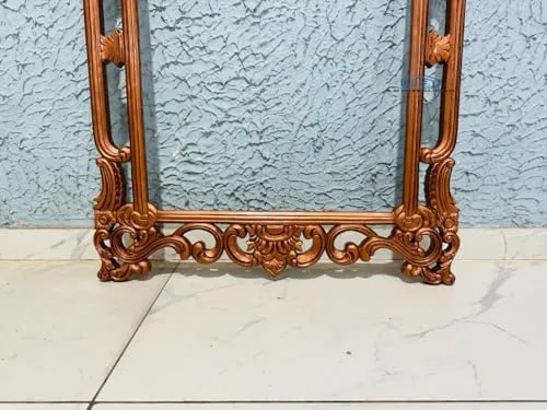 A.M INTERNATIONAL Wooden Carved Wall Mirror Frame Solid Wood, Antique Gold Finish | with Out Mirror | Size 6 * 3 ft (Antique Gold, 6 * 3 ft) (Rose Gold, 6 * 3 FT)