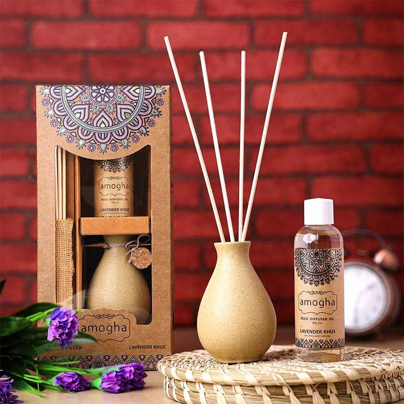 Amogha Reed Diffuser | Multiple Fragrances | 5 x 3 x 10 inches