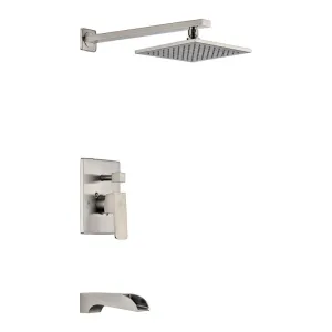 ANZZI Mezzo Series Single Handle Wall Mounted Showerhead and Bath Faucet Set in Brushed Nickel