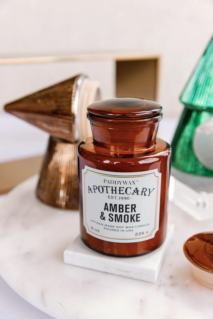 Apothecary Glass Candle, Amber & Smoke