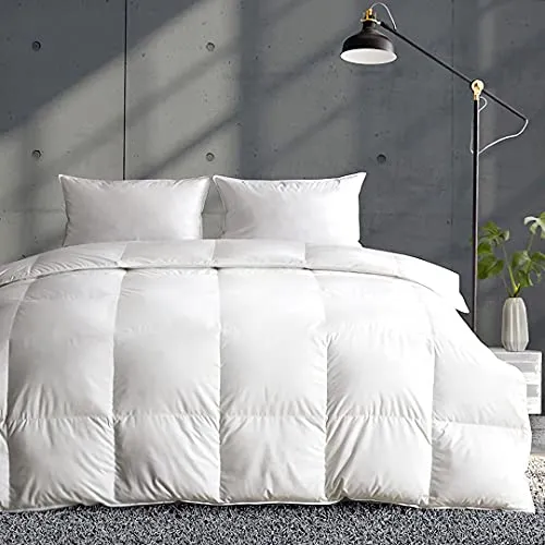 APSMILE Lightweight Feathers Down Comforter California King, Cooling Feathers Down Duvet for Warm Weather -100% Organic Cotton, 750 Fill Power Down Quilt Thin Summer Duvet (Ivory White, 104x96)