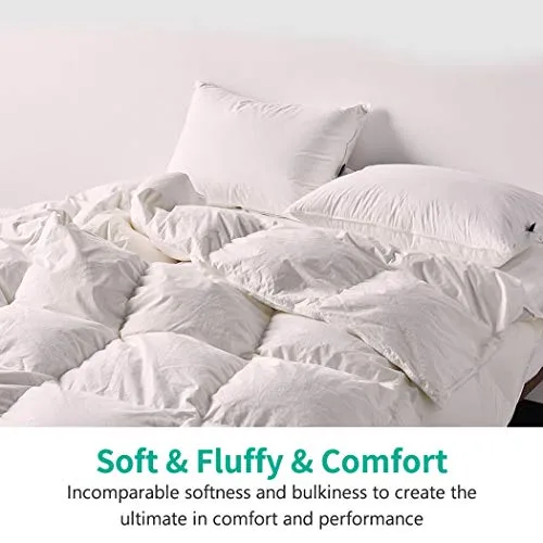 APSMILE Lightweight Feathers Down Comforter California King, Cooling Feathers Down Duvet for Warm Weather -100% Organic Cotton, 750 Fill Power Down Quilt Thin Summer Duvet (Ivory White, 104x96)