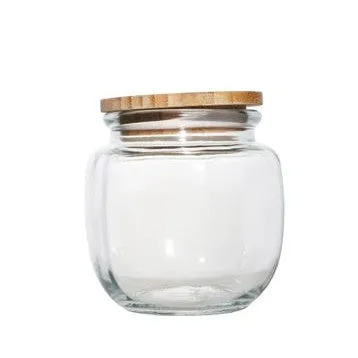 Aqua Glass Canister 500ml Round with Bamboo Lid 27252