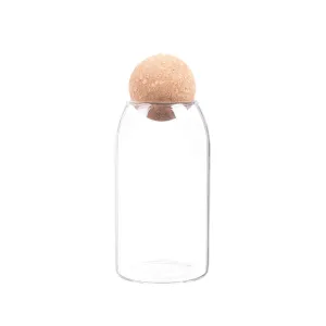 Aqua Glass Canister Jar 820ml with Cork Ball