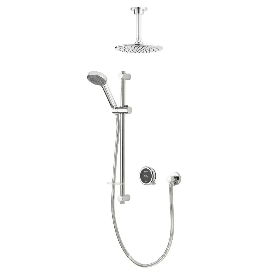 Aqualisa Quartz Touch Smart Divert Concealed Shower with Adjustable and Ceiling Fix Heads Gravity Pumped - QZSTA2BVDVFC23