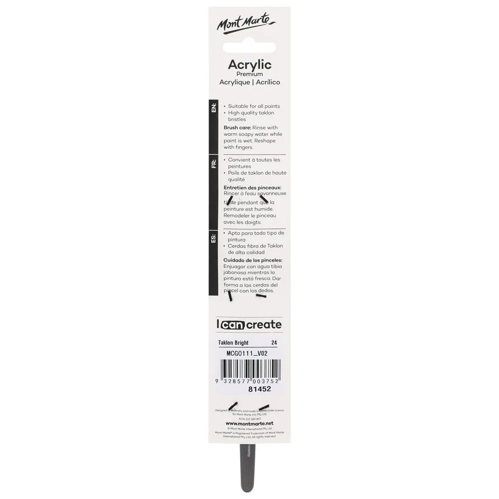 Artist Acrylic Brush Premium Taklon Bright Short 24