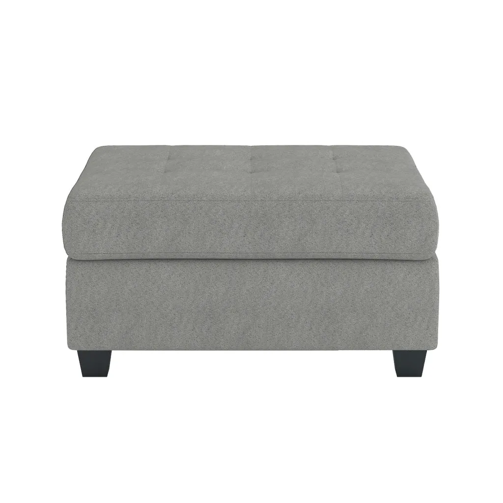 Aston 33 Inch Ottoman, Light Gray Microfiber, Interior Storage, Solid Wood By Casagear Home