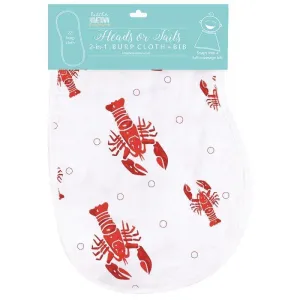 Baby Burp Cloth & Bib Combo Heads Tails Crawfish Lobster