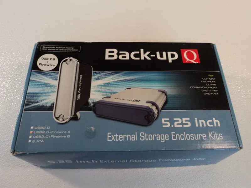 Backup Q 5.25 Inch External Storage Enclosure Kit USB 2.0 Firewire A AL525U2F -- New