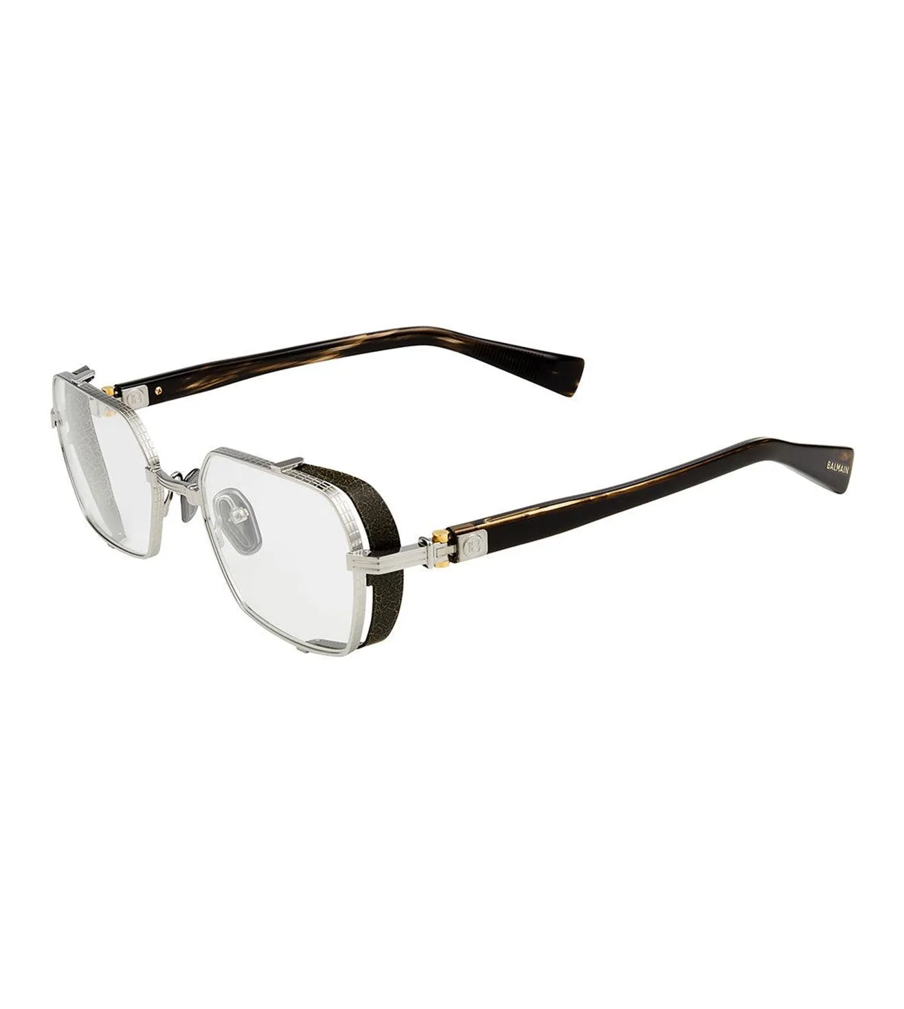 Balmain Men's Palladium Octagon Optical Frame