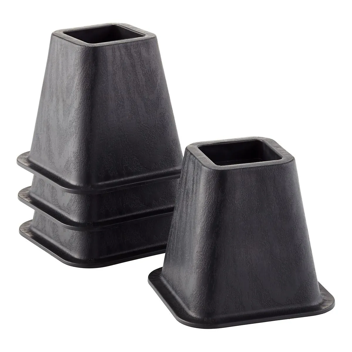 Bed Risers - Elevate Raised Lift 6 Inches - Black - Set Of 4