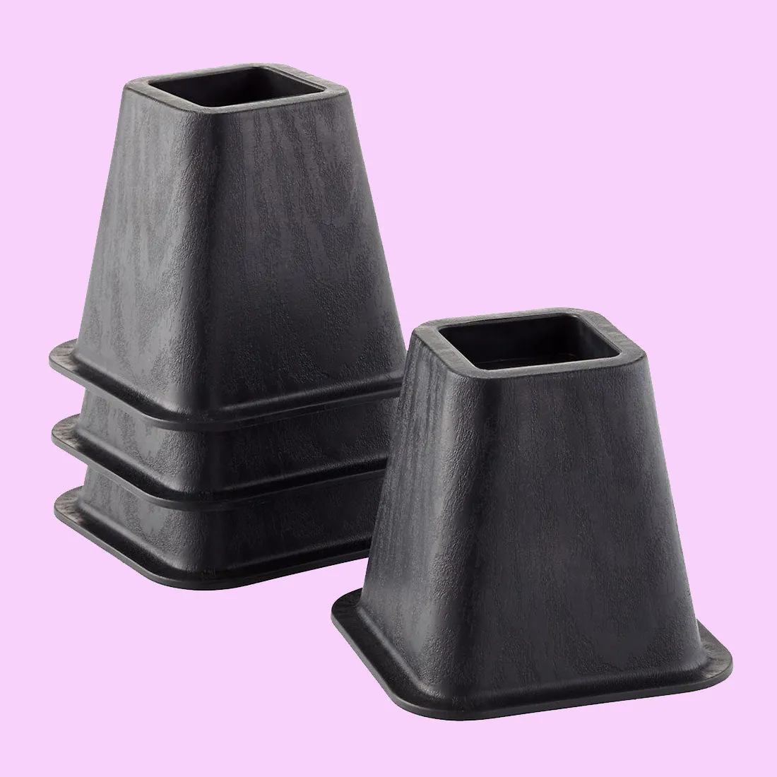 Bed Risers - Elevate Raised Lift 6 Inches - Black - Set Of 4