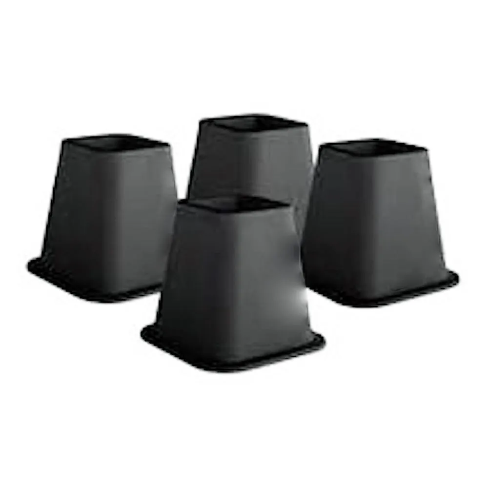 Bed Risers - Elevate Raised Lift 6 Inches - Black - Set Of 4