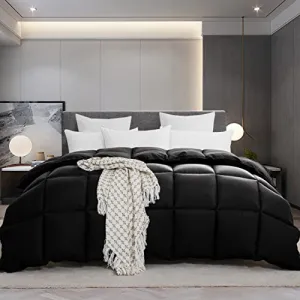 Black Down Alternative Comforter Twin Size All Season Duvet Insert, with Ultra Soft Double Brushed Microfiber Quilt Cover, Box Stitched with Corner Tabs,68x90 inches