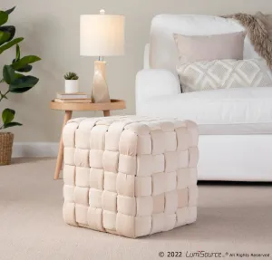 Braided Square 16" Ottoman Cream By LumiSource