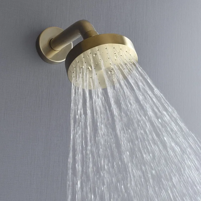 Brushed Gold Bathroom Fixture Waterfall Restroom Shower Faucet Set