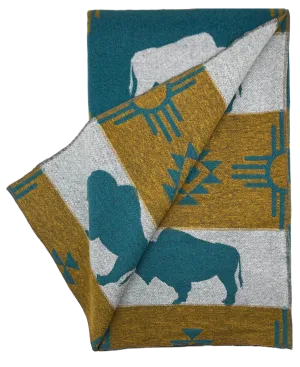 Buffalo Cross Throw Blanket - Teepee Turquoise/Teal #2