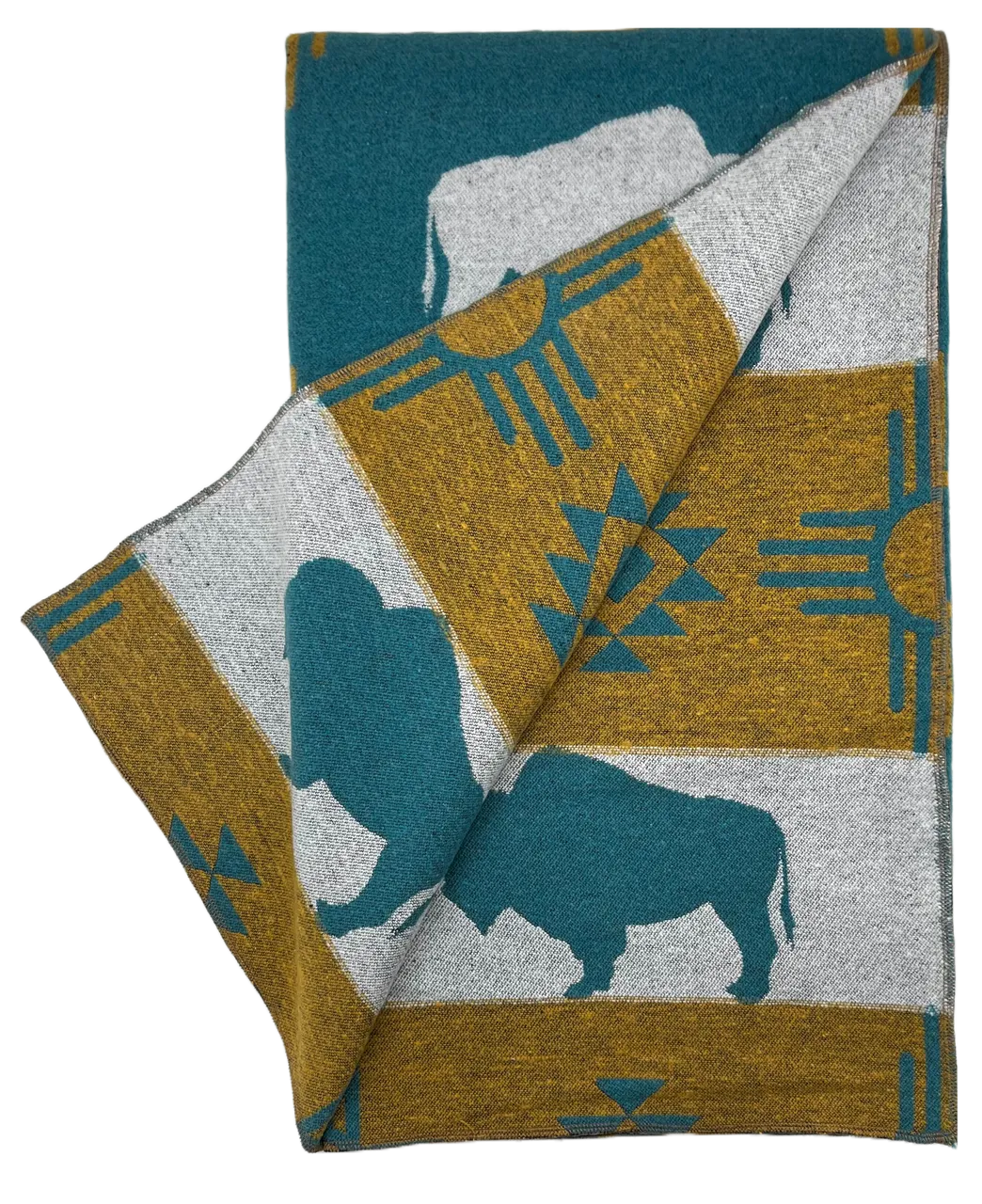 Buffalo Cross Throw Blanket - Teepee Turquoise/Teal #2