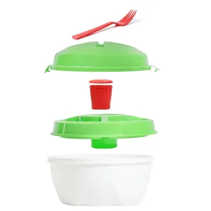 Chef'S Star Salad 2 Go Container with Attachable Fork - Locking Lid, Domed Lid, Freezer Safe