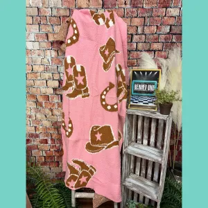 Cozy Cloud Blanket Pink Cowgirl