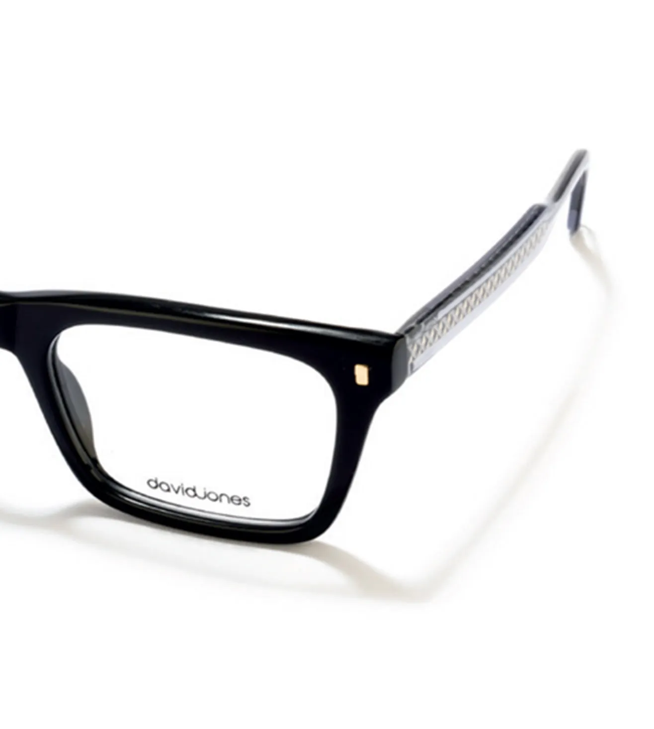 David Jones Men's Black Square Optical Frame