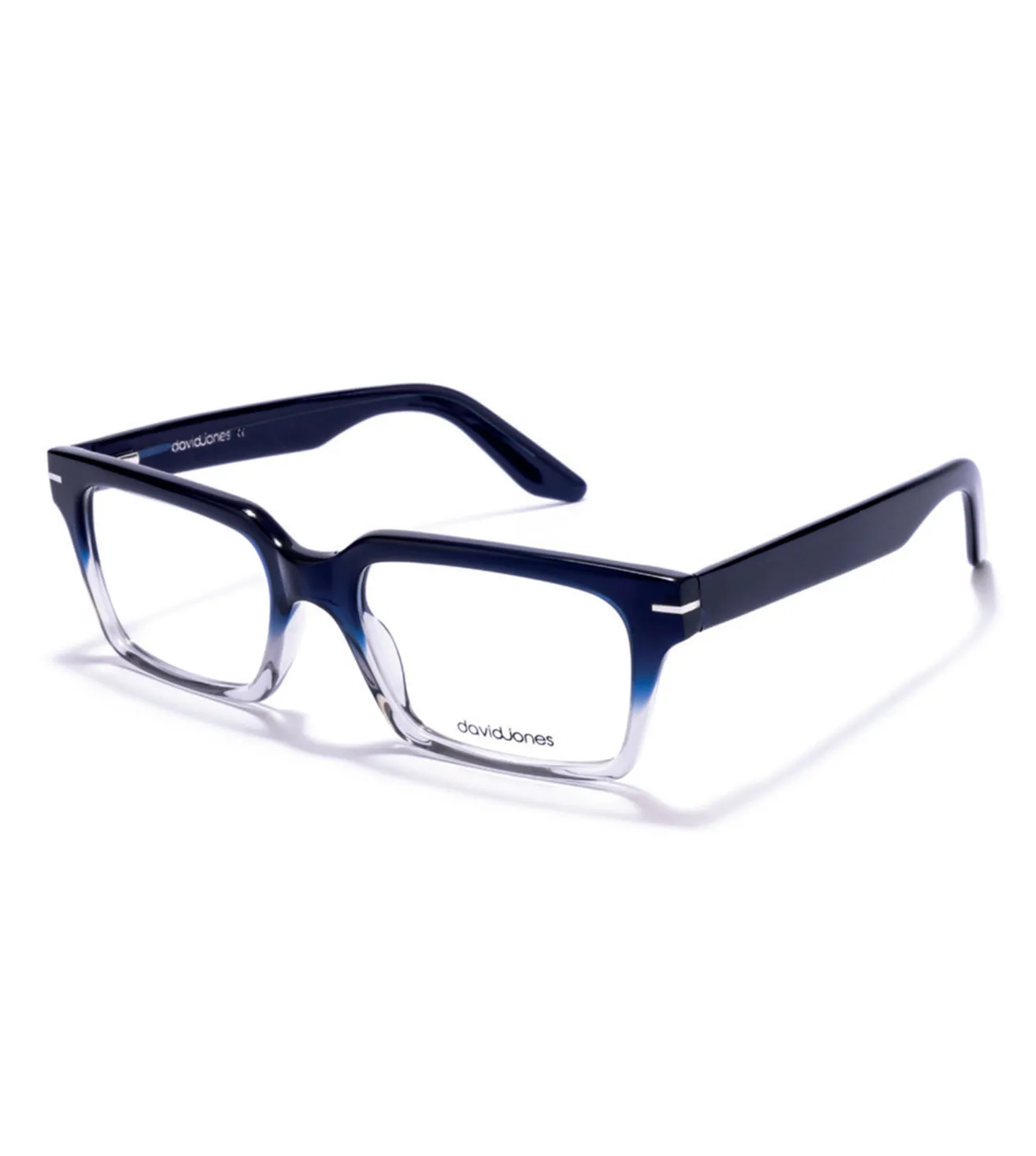 David Jones Men's Dark Blue & White Rectangular Optical Frame