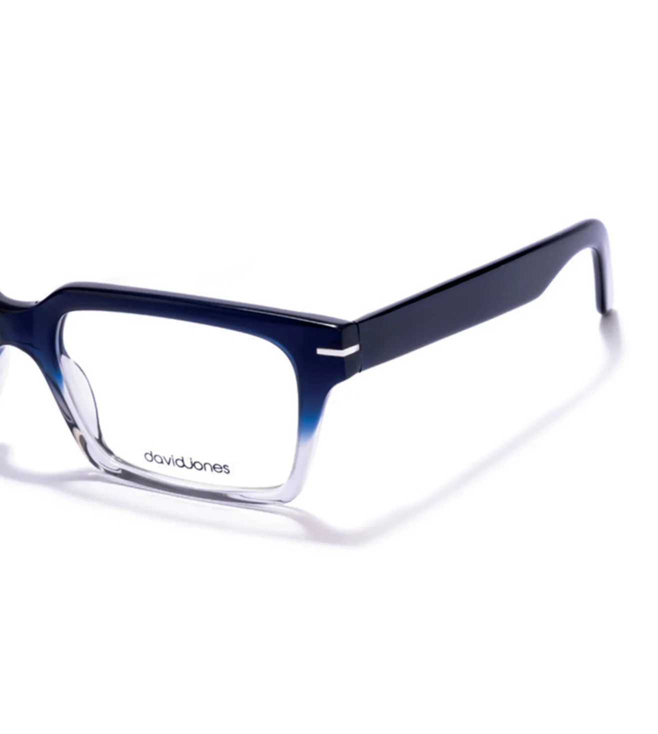 David Jones Men's Dark Blue & White Rectangular Optical Frame