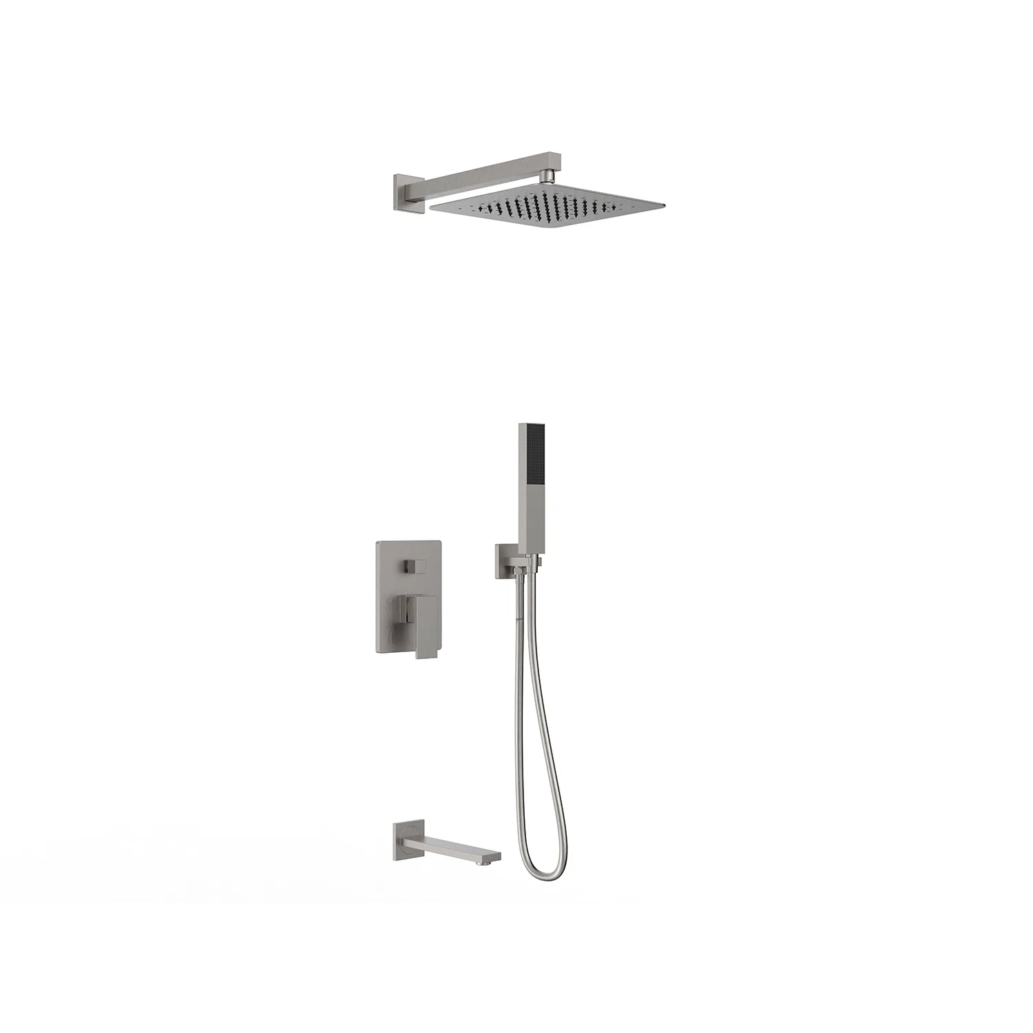 DAX Square 3 Way Shower System with Hand Shower Chrome Finish (DAX-6563A)