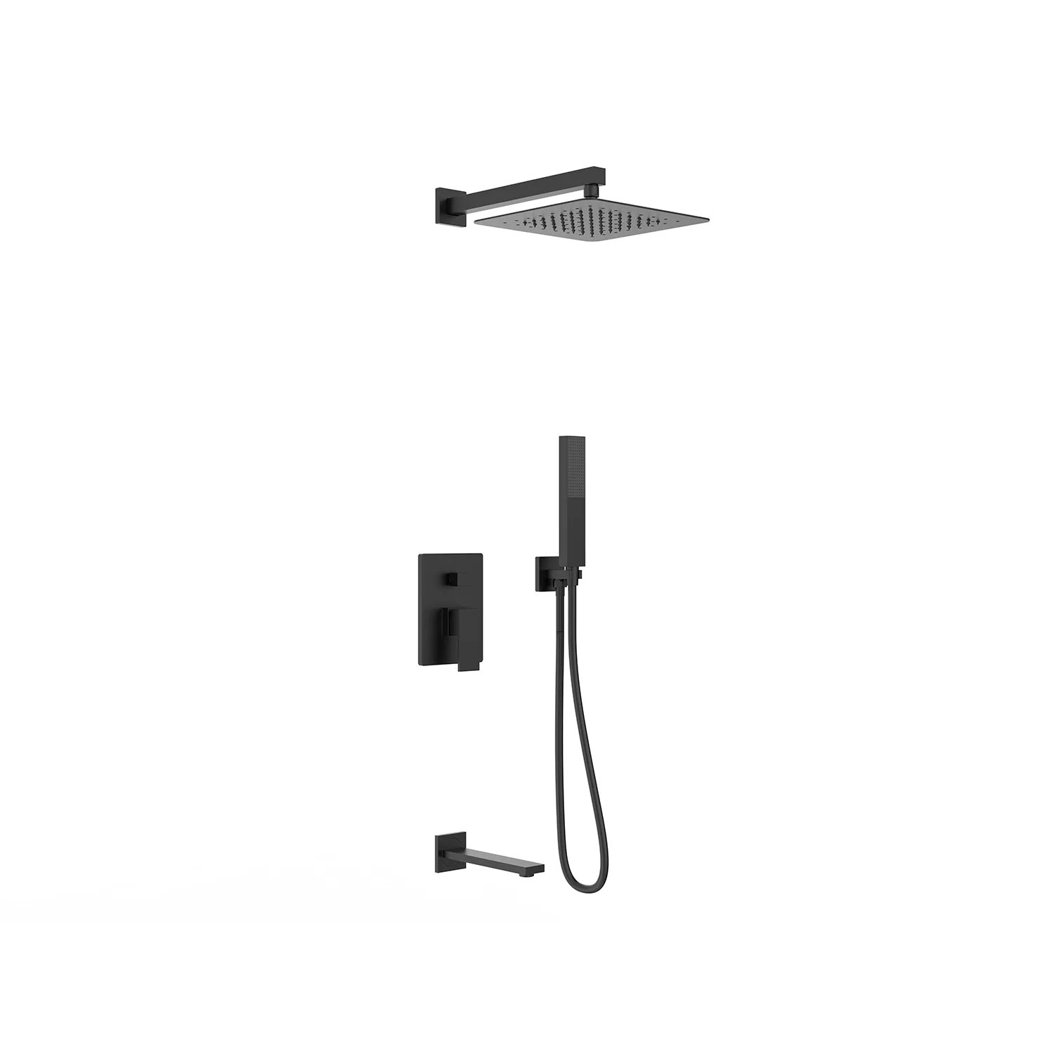 DAX Square 3 Way Shower System with Hand Shower Chrome Finish (DAX-6563A)