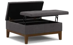 Dover Lift Top Coffee Table Storage Ottoman In Linen