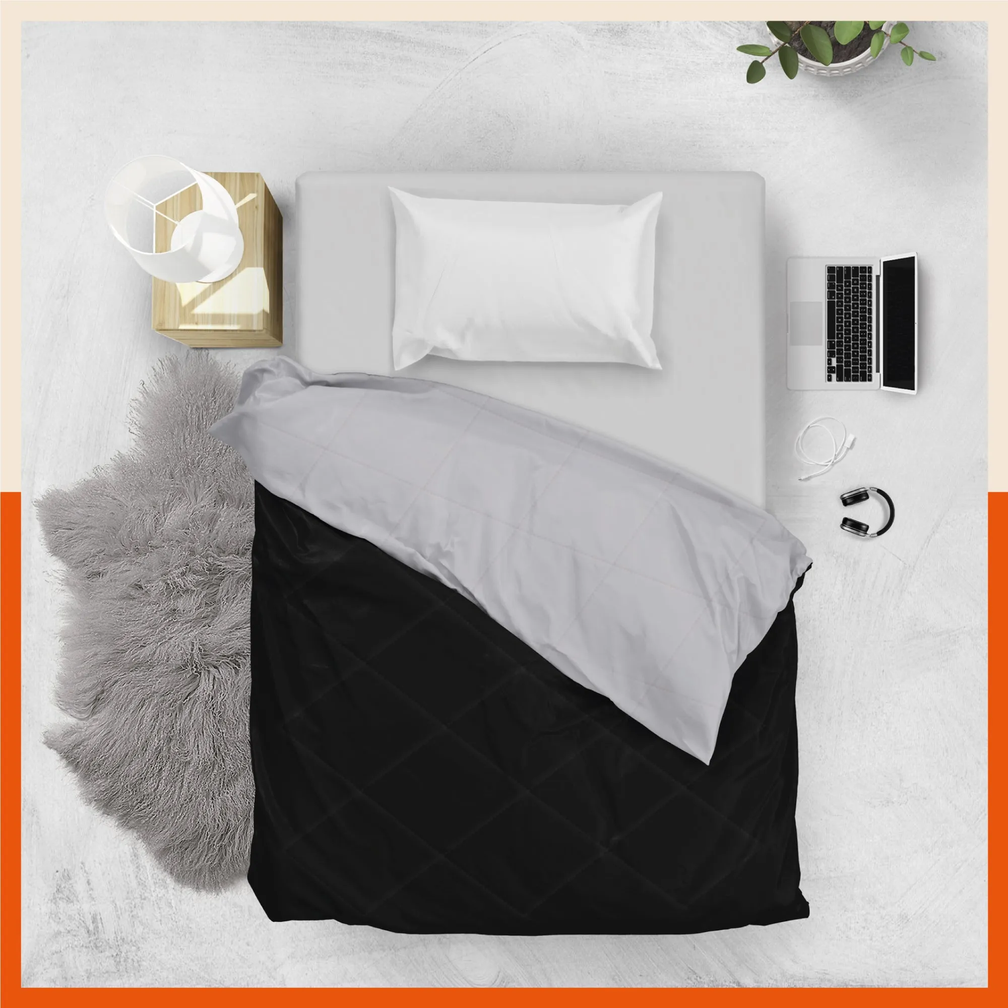 ELVA Reversible Microfiber Comforter / Blanket / Quilt / Duvet For Home | Single â€“ Black & Grey - 200 GSM