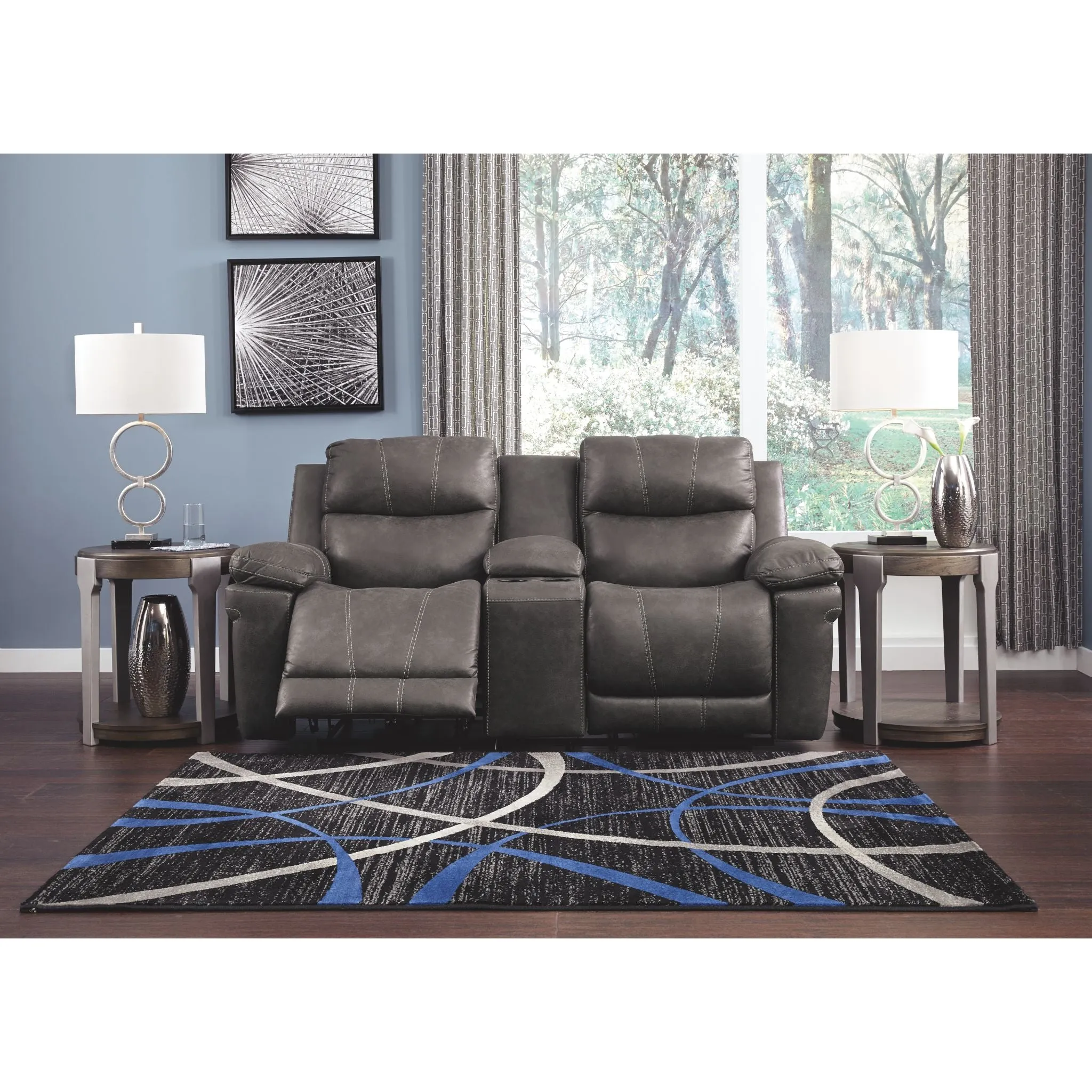 Erlangen Power Reclining Loveseat With Power Headrest - Midnight