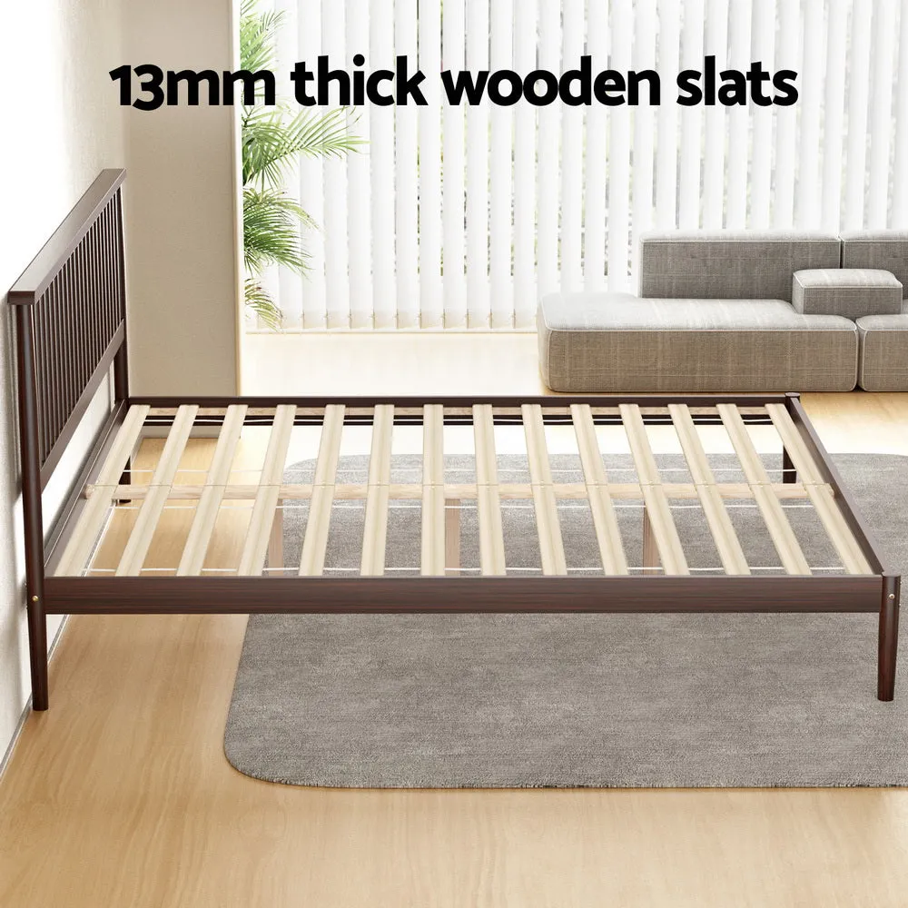 Fiji Bed Frame Wooden Base Platform - Walnut King