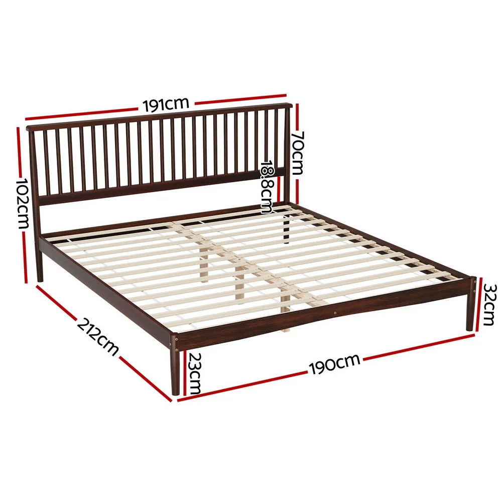 Fiji Bed Frame Wooden Base Platform - Walnut King