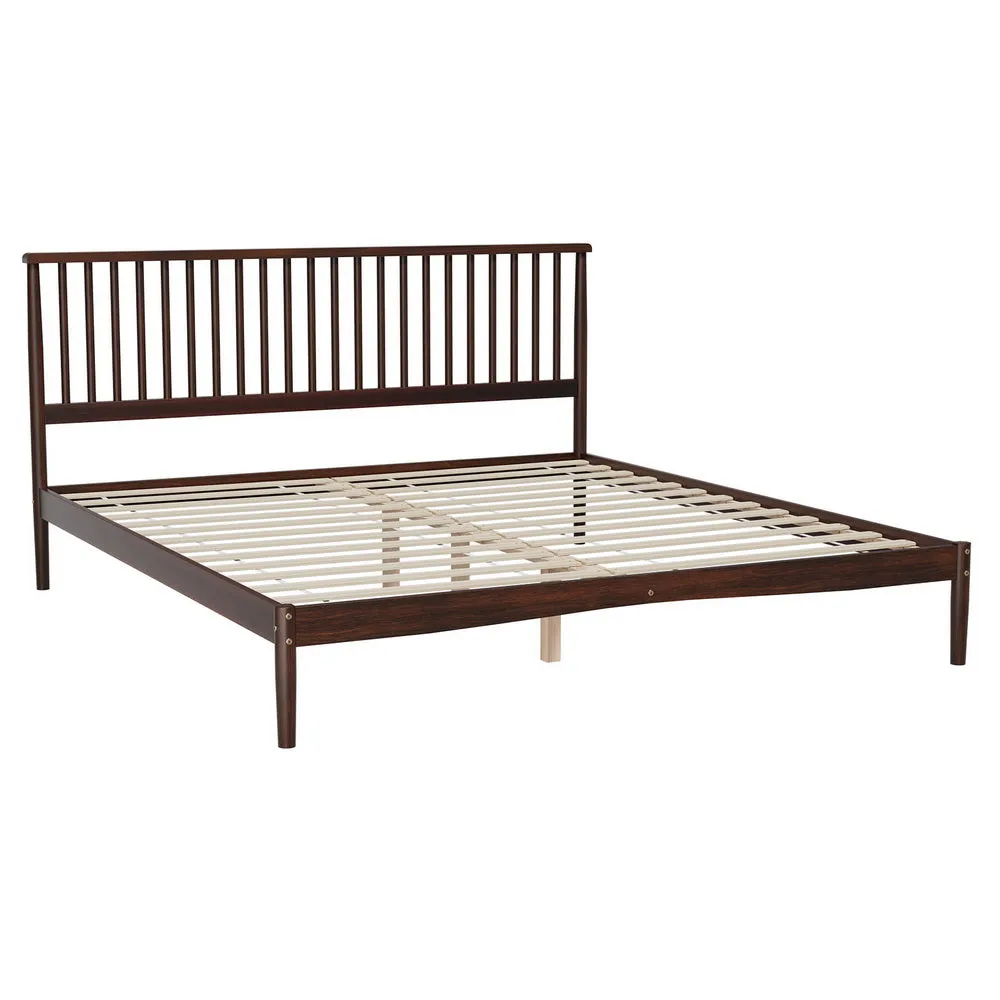 Fiji Bed Frame Wooden Base Platform - Walnut King