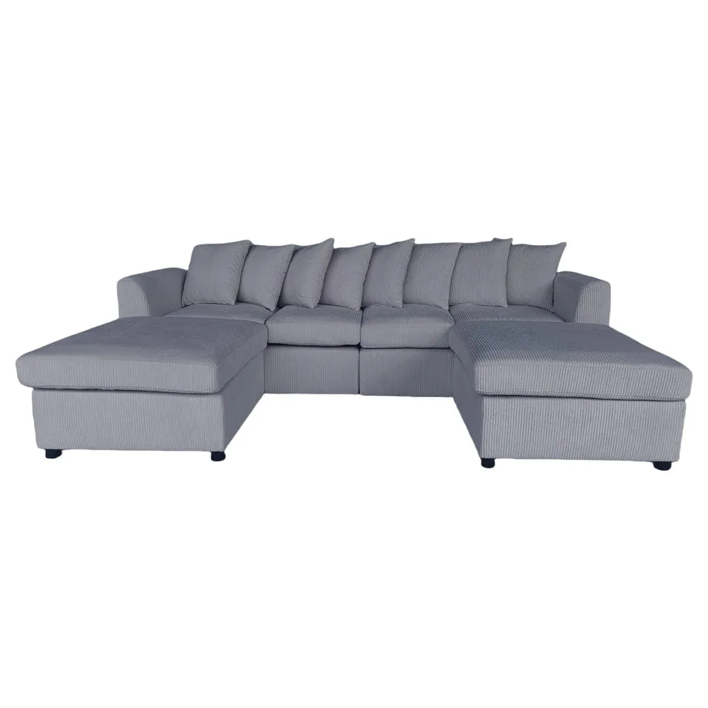 Finley Corduroy 4 Seater Sofa with 2 Ottomans