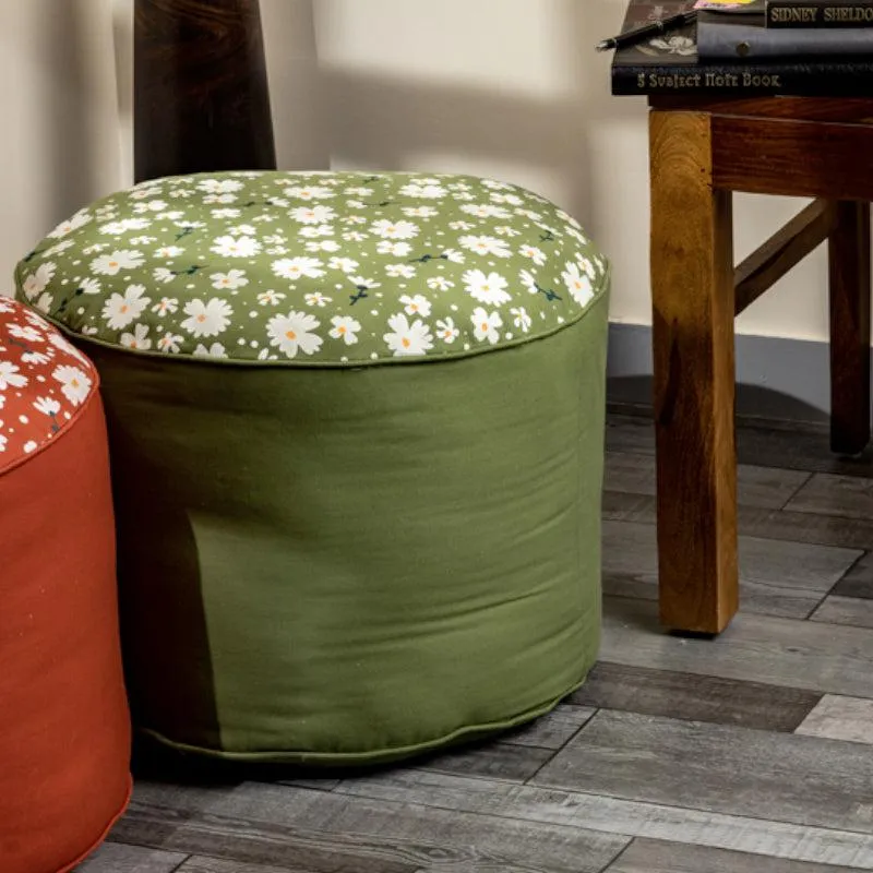 Fiona Floral Pouffe - Light Green