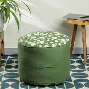 Fiona Floral Pouffe - Light Green