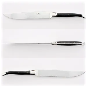 Forge de Laguiole Bread Knife Dark Horn Tip Handle - Shiny Finish